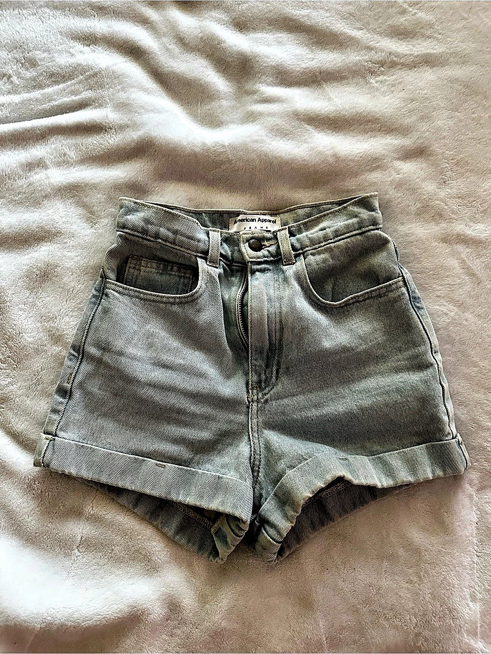 American Apparel High-Waist Denim Cuff Short Blue XS